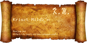 Kriszt Milán névjegykártya